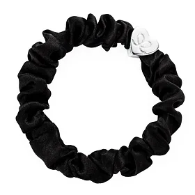 By Eloise London Silver Heart Silk Scrunchie