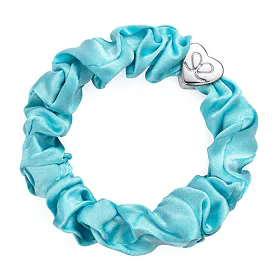 By Eloise London Silver Heart Silk Scrunchie